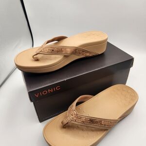 Vionic Women's High Tide Tan Sandals Size 9W New In Box